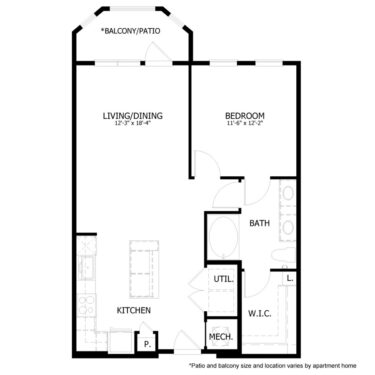Rendering of the HE_A8 floor plan with 1 bedroom[s] and 1 bathroom[s] at Hastings End