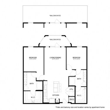 Rendering of the HE_B5 floor plan with 2 bedroom[s] and 2 bathroom[s] at Hastings End