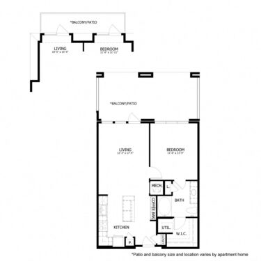 Rendering of the HE_A7 floor plan with 1 bedroom[s] and 1 bathroom[s] at Hastings End
