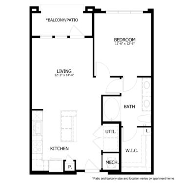 Rendering of the HE_A4 floor plan with 1 bedroom[s] and 1 bathroom[s] at Hastings End