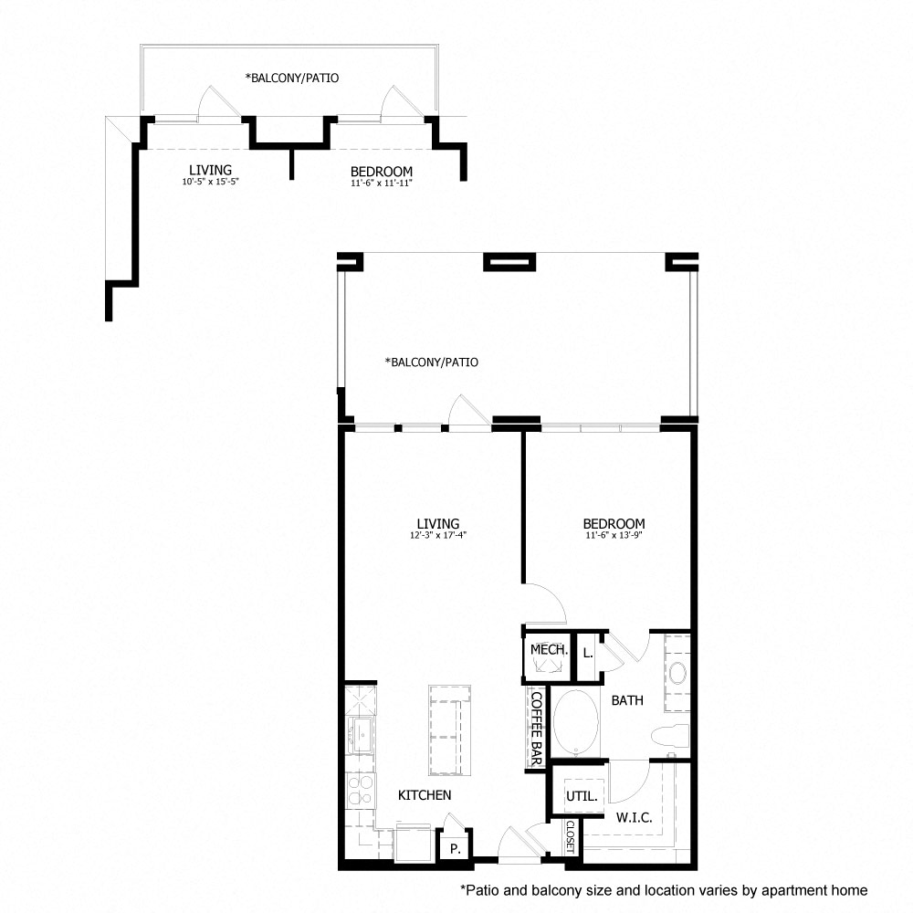 Rendering of the HE_A7 floor plan with 1 bedroom[s] and 1 bathroom[s] at Hastings End